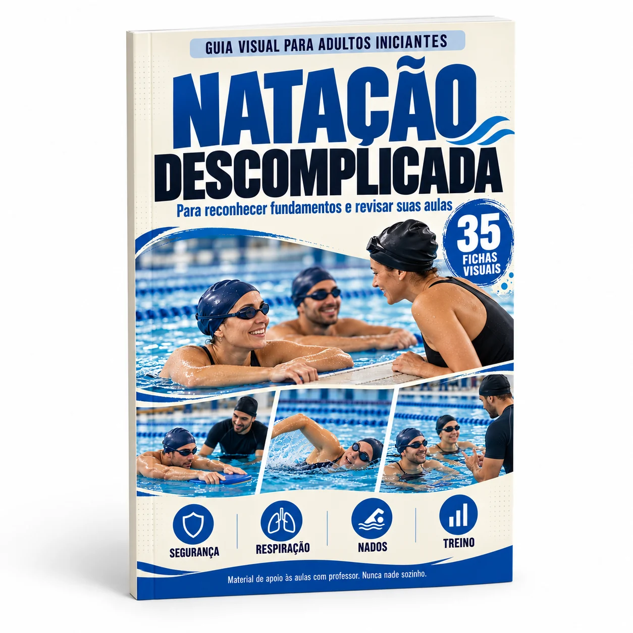 Mockup ilustrativo do manual Natação Descomplicada